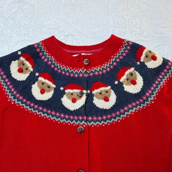 Mini Boden Fair Isle Wool Blend Holiday Cardigan Sweater Size 6/7 - Picture 4 of 8